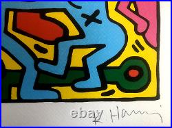 Keith-Haring Lithographie COA Original Signé Numéroté au Crayon Agréé