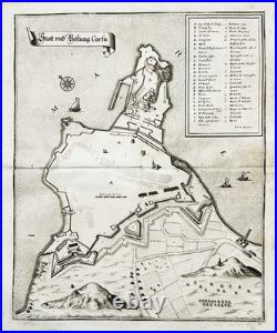 Korfu Corfu Île Island Grèce Carte Map Plan Gravure sur Cuivre Merian 1650