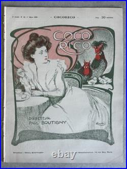 Kupka lithographie Revue cocorico 1900 Mucha Jacques Villon Louis Legrand Coq