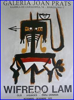 LAM Wilfredo Affiche Originale en Lithographie 1976 surréaliste abstraction art