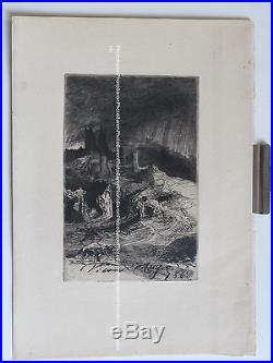LES RUINES DU VIEUX CHATEAU (1868) gravure originale de Victor HUGO (1802-1885)