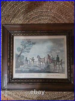 LITHOGRAPHIE ANCIENNE, encadrée, Carle Vernet, Départ pour la chasse N°2, chevaux
