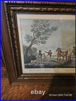 LITHOGRAPHIE ANCIENNE, encadrée, Carle Vernet, Départ pour la chasse N°2, chevaux