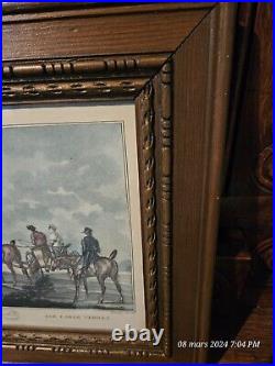 LITHOGRAPHIE ANCIENNE, encadrée, Carle Vernet, Départ pour la chasse N°2, chevaux