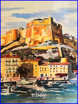 LITHOGRAPHIE Brayer Yves, La citadelle de Bonifacio, 1978, signée