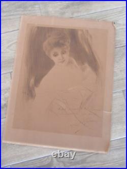 LITHOGRAPHIE DEDICACEE Gabrielle Réjane par Michel Simonidy 1916