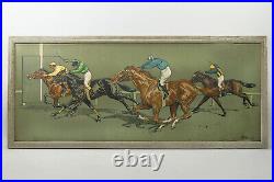 LITHOGRAPHIE ENCADREE, course de chevaux, K. Wagner