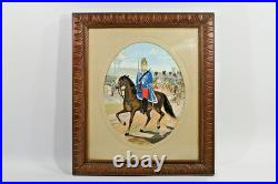 LITHOGRAPHIE ENCADREE, photo-montage, souvenir militaire, cavalier et cheval LITHOGRAPHIE ENCADREE, photo-montage, souvenir militaire, cavalier et cheval