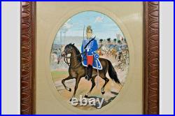 LITHOGRAPHIE ENCADREE, photo-montage, souvenir militaire, cavalier et cheval LITHOGRAPHIE ENCADREE, photo-montage, souvenir militaire, cavalier et cheval