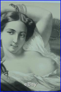LITHOGRAPHIE Poster 19e Portrait L'Europe Erotique Nue Lafosse FEMME affiche