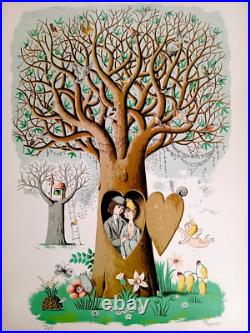 LIithographie ORIGINALE Raymond PEYNET L'Arbre d'amour signée Numérotée