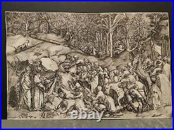 LORENZO DE MUSI, Moise frappant le rocher, gravure au burin XVIe, Scène biblique