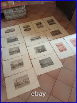 LOT DE 14 PLANCHES ORIGINALES. EAUX-FORTES/AQUATINTE. FRANCOIS-AUGUSTE RAVIER. XIXe