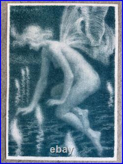 LUDOVIC ALLEAUME Gravure Lithographie Fée Fairy PHALENE ET FEUX FOLLETS 1904