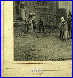 L'ÉGLISE DE SAINT RIQUIER par Gustave SIMONAU 1843 rare lithographie originale