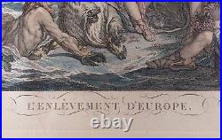 L'Enlèvement d'Europe Gravure rehaussée 1720-1786ca François Boucher Duflos