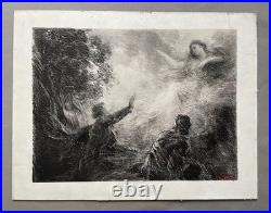 La Fée des Alpes, lithographie signée Fantin-Latour, estampe ancienne signée