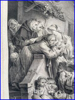 La Privation Sensible, gravure par Simonet d'après Greuze, gravure ancienne