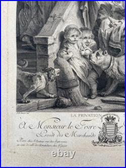 La Privation Sensible, gravure par Simonet d'après Greuze, gravure ancienne