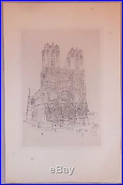 La cathédrale de Rouen, 3 états, eau-forte d'Alfred Robida, fin XIXe début XXe