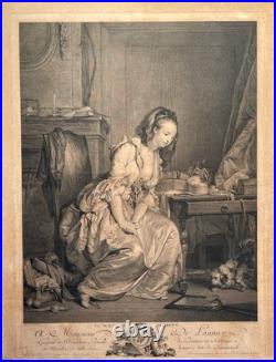 Le Malheur Imprévu, gravure d'après Greuze, gravure ancienne
