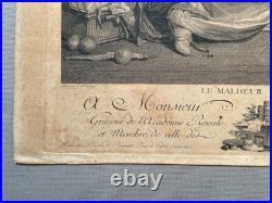 Le Malheur Imprévu, gravure d'après Greuze, gravure ancienne