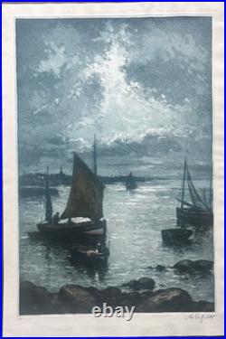 Le départ pour la pêche Alphonse Lafitte Aquatinte signée numéroté