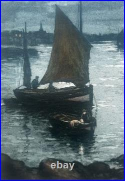 Le départ pour la pêche Alphonse Lafitte Aquatinte signée numéroté