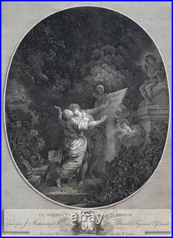 Le serment d'amour, gravure d'après Fragonard, gravure ancienne, XVIIIe Le serment d'amour, gravure d'après Fragonard, gravure ancienne, XVIIIe