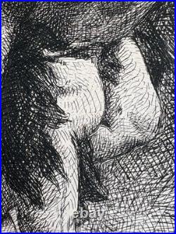 Léon Bonnat Gravure Eau Forte Etching Mythologie Lutte Ange Nu Masculin 1876