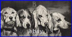 Les six chiens du comte de Baral Lithographie monumentale de Pirodon XIXe s