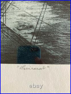 Lithographie Abstrait Abstraction Géométrique Art 1980 A Identifier Gravure XXe