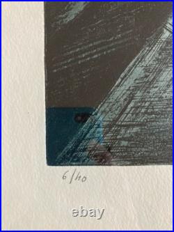 Lithographie Abstrait Abstraction Géométrique Art 1980 A Identifier Gravure XXe