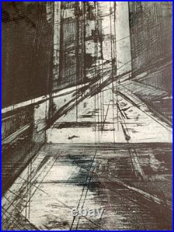 Lithographie Abstrait Abstraction Géométrique Art 1980 A Identifier Gravure XXe