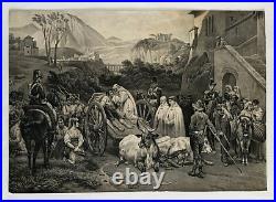 Lithographie Ancienne. Confession D'un Brigand Italien. Salvator. XIX