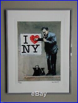 Lithographie, Banksy I Love NY , Tirage 300 Ex, Street Art Graffiti