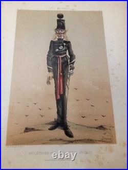 Lithographie Draner Angleterre 1862 Royal Rifle Brigade Types militaires 8