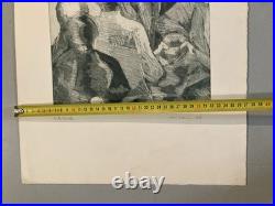 Lithographie Expressionniste Foule Gravure Mizoni Etching Ancien Old Original