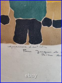 Lithographie Georges Doussot Epreuve d'artiste Enfant jouant 1972 Lithographie Georges Doussot Epreuve d'artiste Enfant jouant 1972