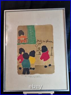 Lithographie Georges Doussot Epreuve d'artiste Enfant jouant 1972 Lithographie Georges Doussot Epreuve d'artiste Enfant jouant 1972