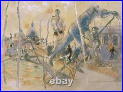 Lithographie Gondolier Venise Italie Daniel DU JANERAND Épreuve D'artiste 1980
