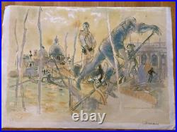 Lithographie Gondolier Venise Italie Daniel DU JANERAND Épreuve D'artiste 1980