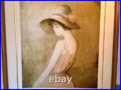 Lithographie Gravure Estampe Numéroté Bernard Charroy Portrait Fille Femme