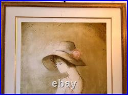 Lithographie Gravure Estampe Numéroté Bernard Charroy Portrait Fille Femme