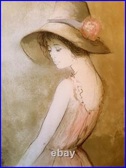 Lithographie Gravure Estampe Numéroté Bernard Charroy Portrait Fille Femme