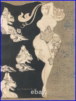 Lithographie Gravure Signée Japon Femme Estampe Ancien 1970 Ancien À Identifier