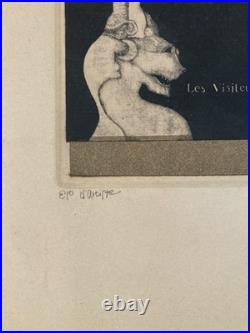 Lithographie Gravure Signée Japon Femme Estampe Ancien 1970 Ancien À Identifier
