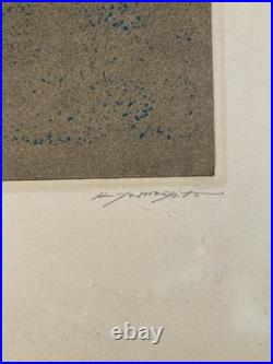 Lithographie Gravure Signée Japon Femme Estampe Ancien 1970 Ancien À Identifier