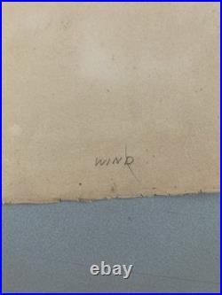 Lithographie Gravure Signée Japon Femme Estampe Ancien 1970 Ancien À Identifier