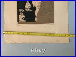 Lithographie Gravure Signée Japon Femme Estampe Ancien 1970 Ancien À Identifier